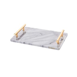 JEmarble Serving Board with Handles 8"X12" (White)