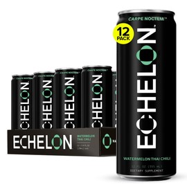 Echelon Pre-Workout Energy Drink | Watermelon Thai Chili | 12 Pack | Sustained Energy, Focus and Endurance Dietary Supplement | 300mg of Caffeine | Beta-Alanine, L-Theanine & Fiber | Vegan