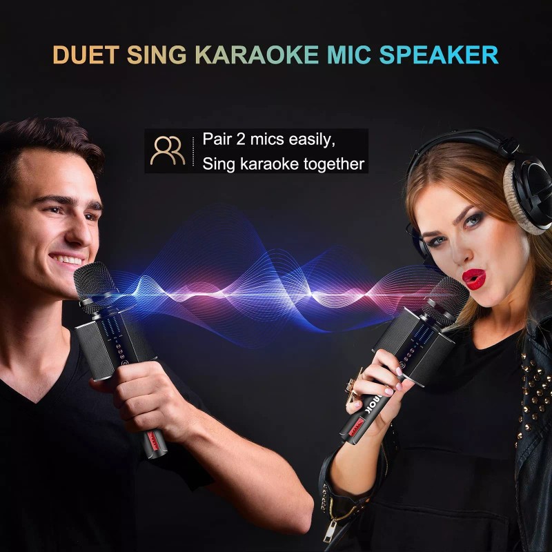 BONAOK Karaoke Microphone, Portable Wireless Bluetooth Karaoke Mic for Adults...