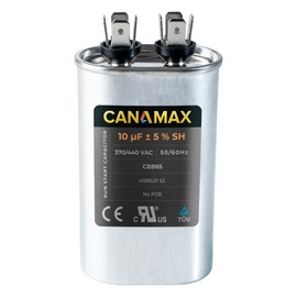 Canamax – Capacitor de arranque ovalado de 10 uF 10 MFD 370/440VAC 50/60Hz (opciones de 3~80 uF disponibles) AC eléctrico para motores monofásicos de enfriamiento directo o bomba de calor – Ajuste