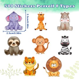 Round animal stickers, 500 pieces animal stickers, animal sticker roll, animal reward stickers, round cartoon animal stickers, animal stickers, animal sticker children, animal pattern sticker