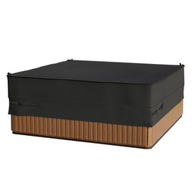 Waterproof Hot Tub Cover, 600D Heavy Duty Polyester Outdoor SPA Covers, Black, 90 x 90 inch