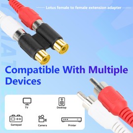 YIMATEECO RCA Coupler, 5Pcs Double RCA Phono Coupler 2 RCA Female to 2 RCA Female Coupler Connector Audio Extension Adapter for Subwoofer, Speaker, AMP, MP3, Receiver (RCA Coupler, 5Pcs)