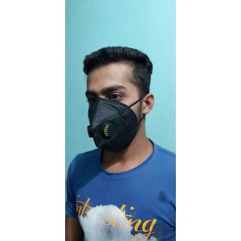 BLACK FACE MASK WITH DOUBLE RESPIRATOR VALVE HAND WASHABLE !
