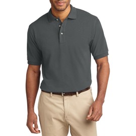 JustBlanks Men's Short Sleeves Heavyweight Cotton Pique Polo Shirt 100% Combed Cotton Jersey Heavyweight Polo Shirt for Men - Steel Grey - XX-Large