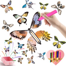 36-Pack DIY Butterfly Craft Kit for Kids - Includes 23 Paper Butterflies and 13 Color Pens, Make Your Own Rubber Band Wind Up Butterfly Toy, Perfect for Party Games, School Activities, Surprise Cards