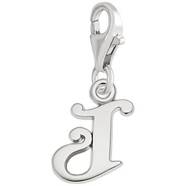 Rembrandt Sterling Silver Initial J Charm with Lobster Claw Clasp, Charms for Bracelets and Necklaces