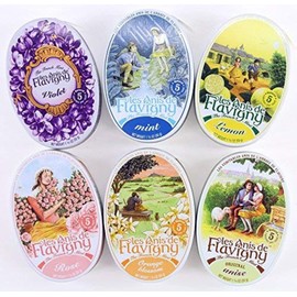 Les Anis De Flavigny Mints 6-Flavor Variety: One 1.75 oz Tin Each of Original Anise, Orange Blossom, Rose, Violet, Lemon and Mint (Pack of 6)