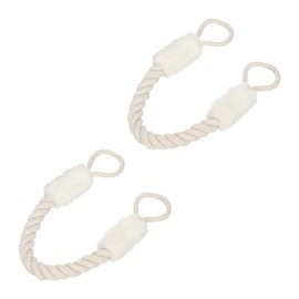 Relaxdays Door Cord Set of 2, Door Stopper Latch, 60 cm Long, Clamp Protection for Children and Animals, Door Rope Maritime, Beige/White