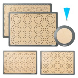 Silicone Baking Mat Set of 5, Katbite Food Grade Non-stick Reusable Cookie Sheet Bakeware Mats for Making Macaron, Cookie, Pizza, Pastry