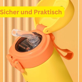 Children's Drinking Bottle, Stainless Steel, Children's Water Bottle, Thermal Flask, 550 ml, Children's Stainless Steel Water Bottle for School, Leak-Proof Water Bottle, BPA-Free (Rockente 550 ml)