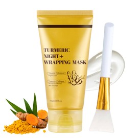 Kurkuma Overnight Wrapping Peel Off Mask，Collagen Night Wrapping Mask，Turmeric Peel Off Maske，Anti Falten Overnight Maske für Strahlende Haut, Tiefenreinigende Face Mask mit einem Gesichtsbürste