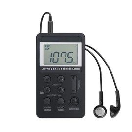 Personal AM/FM Pocket Radio Portable VR-robot, Mini Digital Tuning Radio, with Rechargeable Battery, Earphone, Lock Screen for Walk/Jogging/Gym/Camping