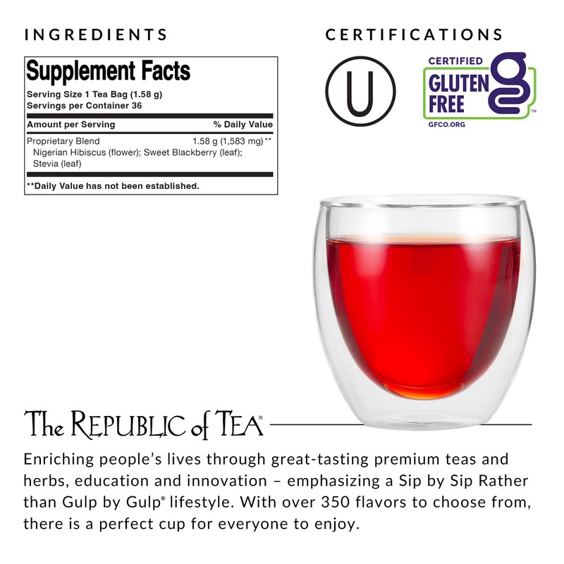 The Republic of Tea - Natural Hibiscus SuperFlower Tea (36