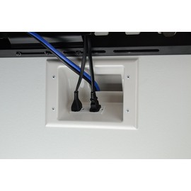 DATA COMM Electronics 45-0072-WH Commercial Grade Recessed Wall Plate Cable Pass Through, Mid-Size Low Voltage AV/HDMI Cord Hider with 20A Duplex Power Receptacle, TV & Home Theater, White