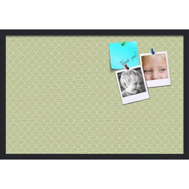 PinPix ArtToFrames 30x20 Custom Cork Bulletin Board. This Chain Pattern in Lime Green Pin Board Has a Fabric Style Canvas Finish, Framed in Satin Black (PinPix-573-30x20_FRBW26079)