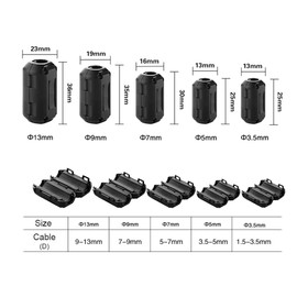 Aiqeer Ferrite Ring Cores Set, Ferrite Toroidal Core Cable Clip, RFI EMI Interference Filter Ferrite Filter, Folding Ferrite Core (3.5 mm, 5 mm, 7 mm, 9 mm Inner Diameter)