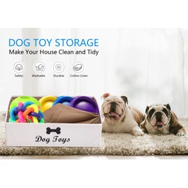 Morezi Morezi Linen-cotton blend dog toy basket and dog toy box, dog toy basket storage - Perfect for organizing pet toys, blankets, leashes, chew toys - Beige - Dog