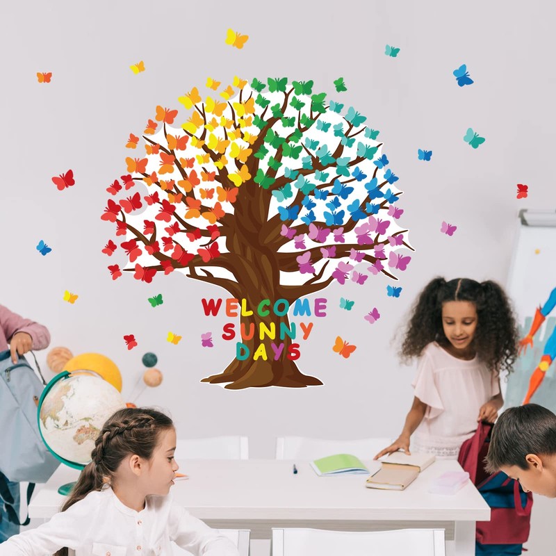 128 Pcs Butterfly Tree Bulletin Board Decorations Spring Classroom Bulletin