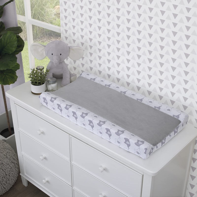 NoJo Elephant Stroll Gray & White Super Soft Changing Pad