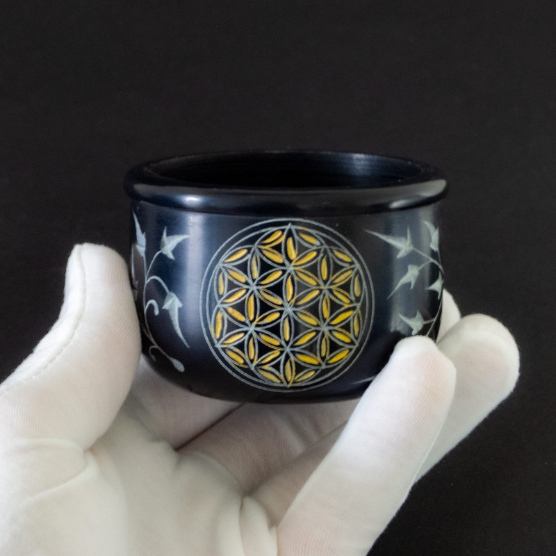 Berk ST-311 Incense Bowl Soapstone Flower of Life Engraved by