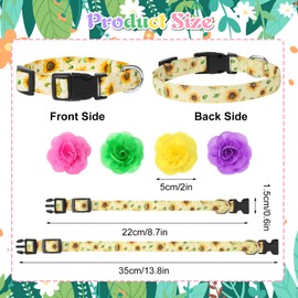 XLSXEXCL 4 Pack Flower Dog Collar Floral Dog Collar for Girl Dog with Removal Flower Adjustable Safety Pet Puppy Collars for Female Puppy Small Dogs