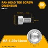 DTGN M8-1.25x14 Socket Head Cap Screws Bolts - 50Pack -