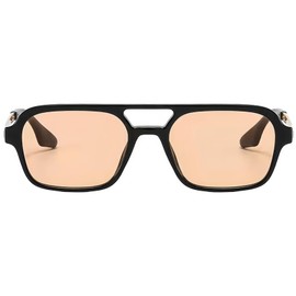 JCTAIFOO Vintage 70s Square Sunglasses for Men Women Trendy Retro Rectangle Small Shades Cool Cute Fashion Glasses, Black-Gold/Champagne-1