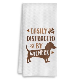 COWEB Dachshund Kitchen Towels, Dachshund Gifts for Dachshund Lovers Women, Weiner Dog Decor Dish Towels Tea Towels for Kitchen, Wiener Dog Gifts Hand Towels for Kitchen, Doxie Gifts, 16x24 Inches