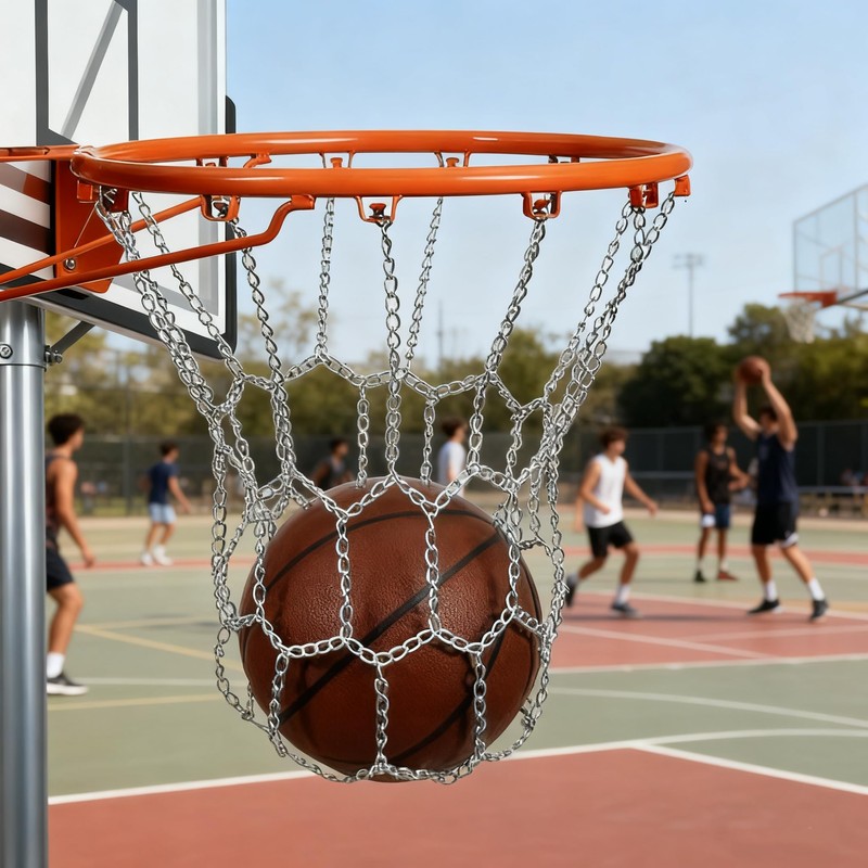 Pochitto Mise Basketball Hoop Net, Outdoor Metal Chain, Ring Net,