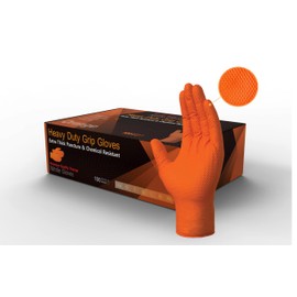 100 Heavy Duty Super Strong Orange Grip Nitrile Gloves PF 8.5 mil |Mechanical |Industrial| Engineering |Food| Cleaning| Plumbing |Gardening Gloves (Orange, MEDIUM)