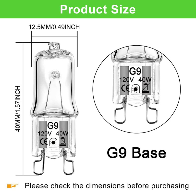 G9 Bulb 40W, 12 Pack G9 Halogen Light Bulbs 2