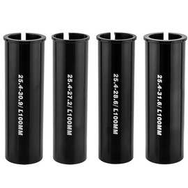 Albedel Set of 4 Sizes 100mm Length Bike Seat Post Adapter Shim Seat Post Adapter Bicycle Seat Tube Conversion Sleeve 25.4mm to 27.2/28.6/30.9/31.6mm Aluminum Alloy for Road Mountain Bike MTB
