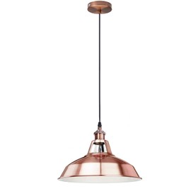 LEDSone Ceiling Pendant Light Single Head E27 Base Metal Copper 30cm Width Lampshade Height Adjustable Hanging Pendant Lighting Industrial Ceiling Light for Bedroom Living Room Kitchen Restaurant