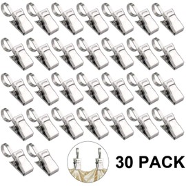 Golden Apple Heavy Duty Stainless Steel Metal Clips w/Hook for Curtain, Photos, Art Craft Hanger Hanging Clips Home Decoration (30 Pack)