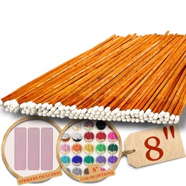 Extra Long 100 Color Safety Matches Bundle (8 inches) - Replacement Refill Long for Fireplace Candles - Wooden Wood Match Sticks (Brown/White)