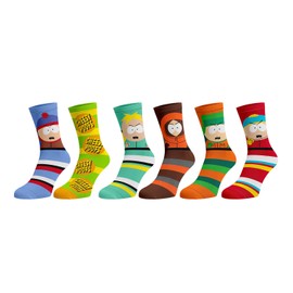South Park Characters Striped 6 Pack Crew Socks