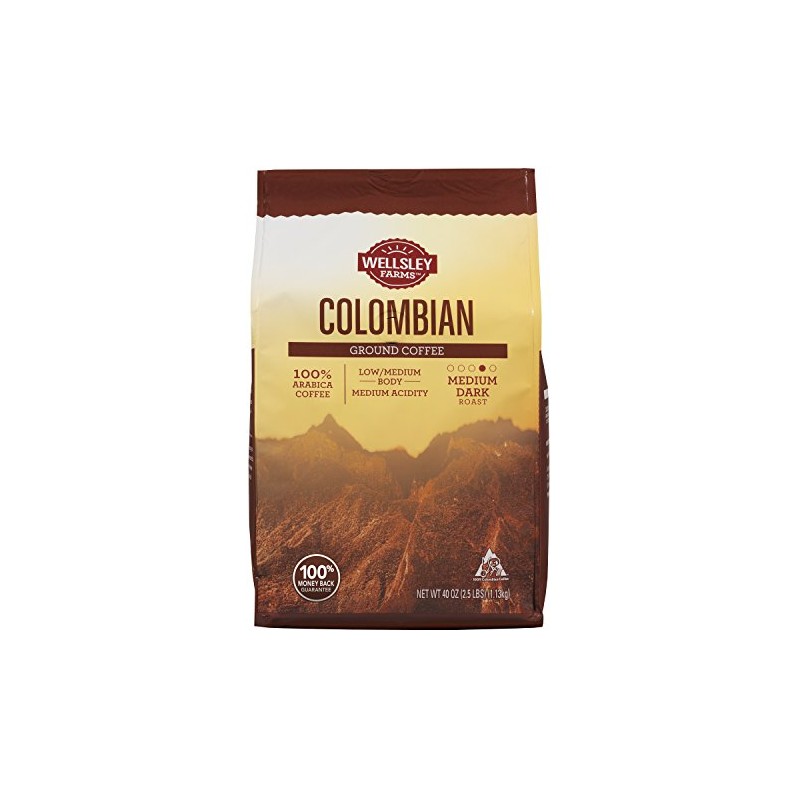 Wellsley Farms Colombian Ground Coffee, 40 Ounce