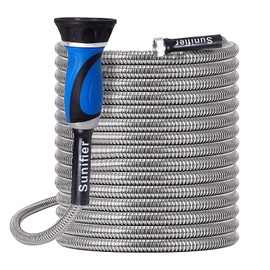 Metal Garden Hose 25 Ft Flexible Stainless Steel Garden Hose 25 ft Lightweight, Heavy Duty Water Hose With High Pressure Hose Nozzle Sprayer for Garden, Lawn(25 FT)