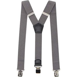 Timiot Premium Men's Y-Back Suspenders Stretch Perfect 1.5" Width for Work Style Formal Strong Heavy Duty Clips (Mid Grey)