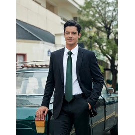 HISDERN Men's Tie Floral Tie and Pocket Square Classic Men's Silk Tie Set for Wedding Party Business, G Dark Green 3