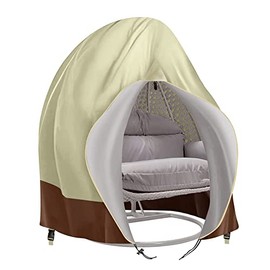 Patio Hanging Egg Chair Cover Outdoor Double Large Egg Chair Covers Waterproof 420D Patio Swing Loveseat Dust Protector 91x80 inches (Beige)