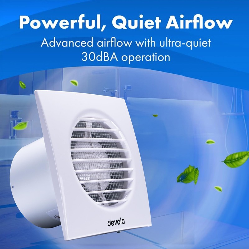Devola 100mm Extractor Fan with Timer, 4 Inch Bathroom Fan,