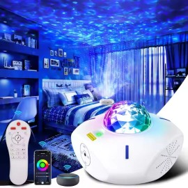 Bluetooth Music LED Luminous Projector for Children Powered by USB - Modern Starry Sky Design, ABS Material, Application ControlLamp Power(W): 10, Color: White