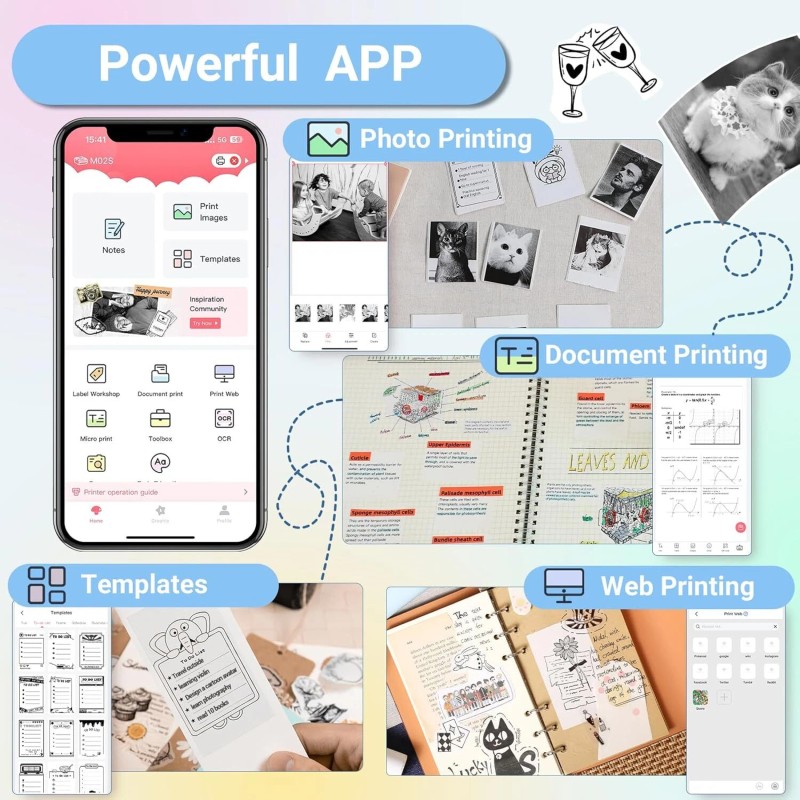 Phomemo Mini Pocket Thermal Printer Wireless Bluetooth Photo 304DPI or