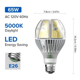 SANSI 10,000 Lumens A21 LED Light Bulb, Super Bright 650W Equiv. E26 Light Bulb with Wide 270° Beam Angle, 5000K Daylight Non-Dimmable Safe 65W Bulb for Workshop Garage Church Supermarket