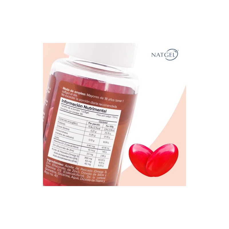 Natgel Zinc con Vitamina D3 y Omega 3