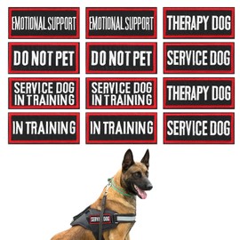 12 Pieces Removable Tactical Dog Harness Service Dog Vest Patches Service Dog Patches Do Not Pet in Training Dog Patches Embroidered in Training Patch Emotional Support Dog Vest Patches(3.6 x 1.6Inch)