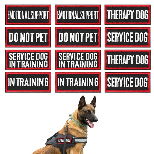 12 Pieces Removable Tactical Dog Harness Service Dog Vest Patches