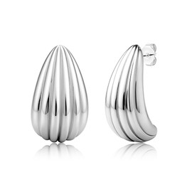 Dochais chunky silver/gold earrings for women 316L surgical steel post 16K golds plated hoop huggie earring hypoallergenic earrings statement earring gold jewellery fashion gift